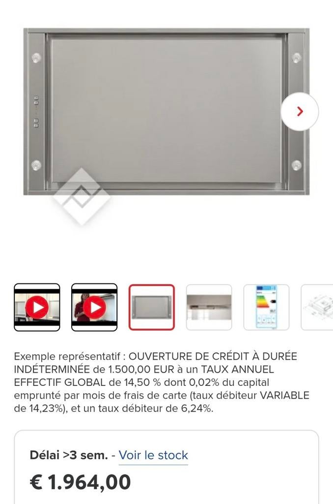 Hotte de plafond NOVY 90cm Inox NEUVE, Maison & Meubles, Enlèvement, Neuf