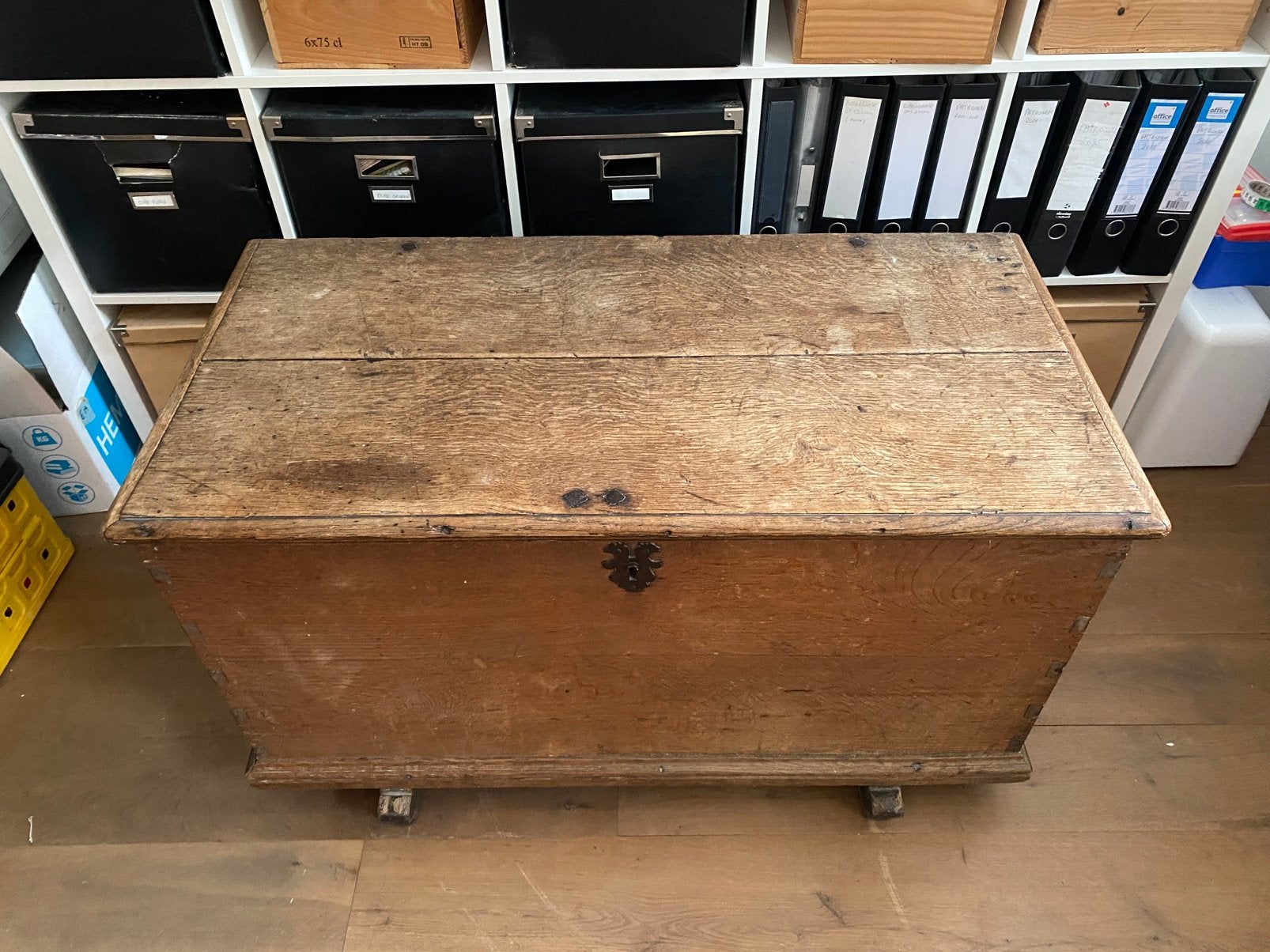 Mooie antieke houten kist, Ophalen, 50 – 75, Gebruikt, 50 tot 100 cm