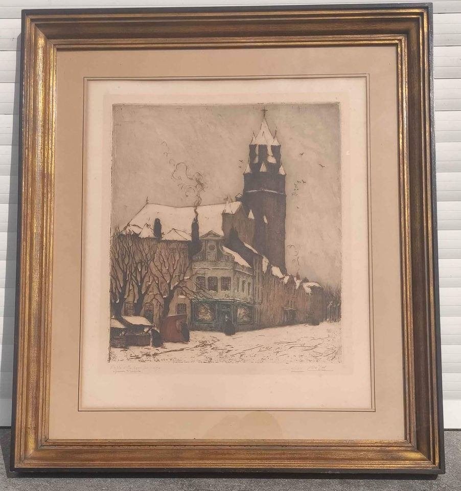 Eau forte épreuve d artiste signe julien celos, Antiquités & Art, Enlèvement ou Envoi, Gravure
