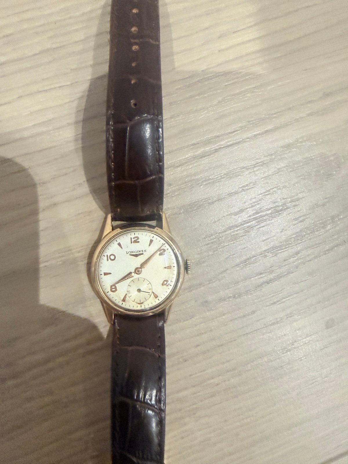 Longines or massif, 18 carats, Montre-bracelet, Autres marques, Cuir, Or