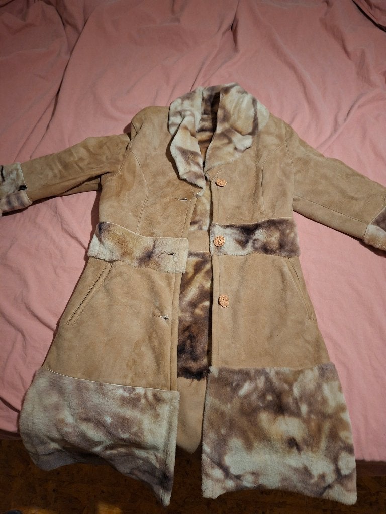 schapenvacht-/shearling jas (lammy coat), Maat 38/40 (M), Vizio milano, Beige, Ophalen of Verzenden
