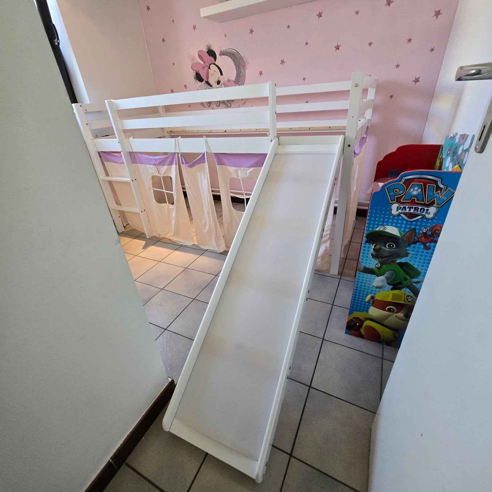 Kinder bed met glijbaan 200x90 met lattenbodem, Neuf, 90 cm, Une personne, Enlèvement