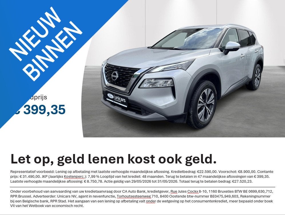 Nissan X-TRAIL Mild-Hybrid 163 X-Tronic N-Connecta 7 ZITPLAA, Auto's, Nissan, Stof, Gebruikt, 7 zetels, 120 kW