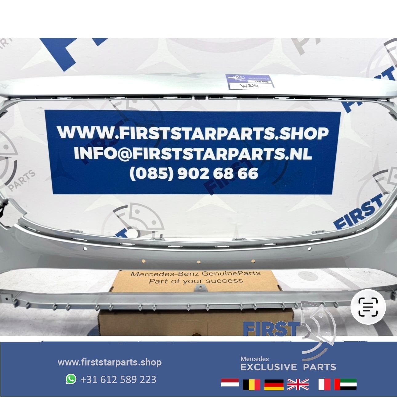 W214 BUMPER E KLASSE A2148850300 VOORBUMPER KAAL ZWART WIT G, Gebruikt, -, Voor, Ophalen of Verzenden