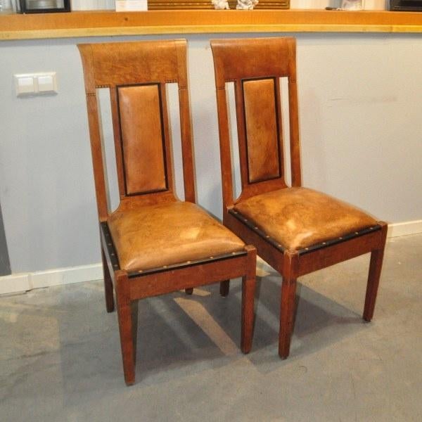 Art Deco set schapenleren haardstoelen (2), Antiquités & Art, Antiquités | Meubles | Chaises & Canapés, Enlèvement