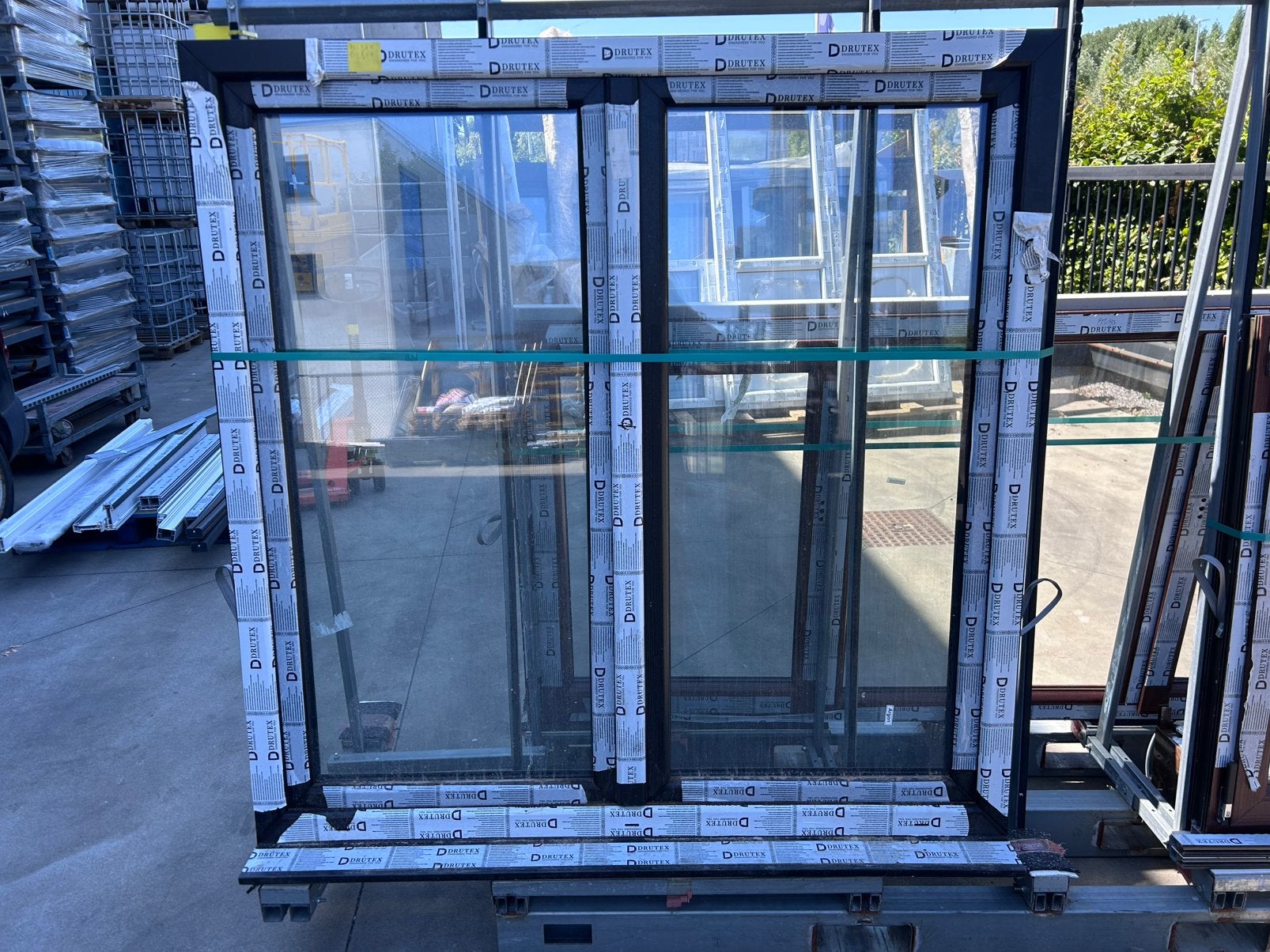 PVC vast raam houtstructuur, Doe-het-zelf en Bouw, Ophalen, Kunststof, Nieuw, 150 tot 225 cm