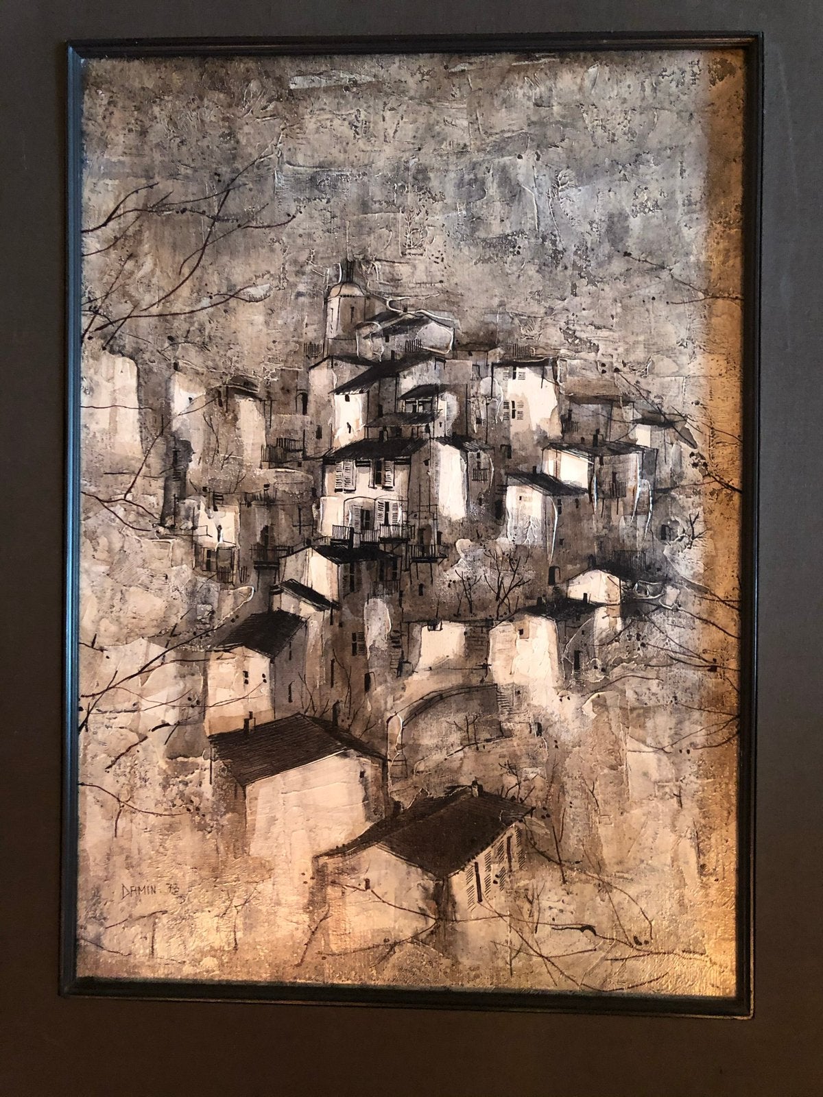 Abstract olieverf schilderij george damin, Ophalen of Verzenden