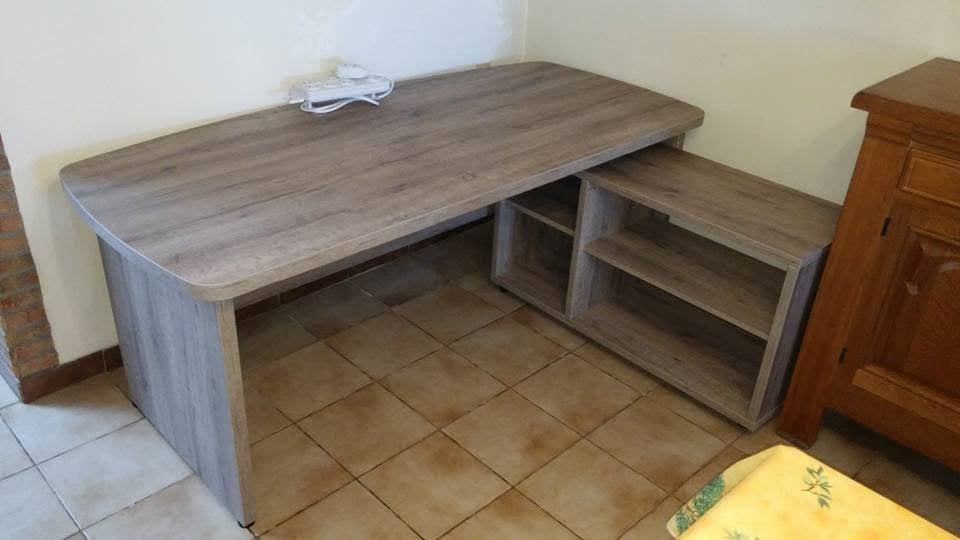 Bureau mélamine orme, Huis en Inrichting, Bureaus, Ophalen, 190 cm, Spaanplaat of MDF, Bruin