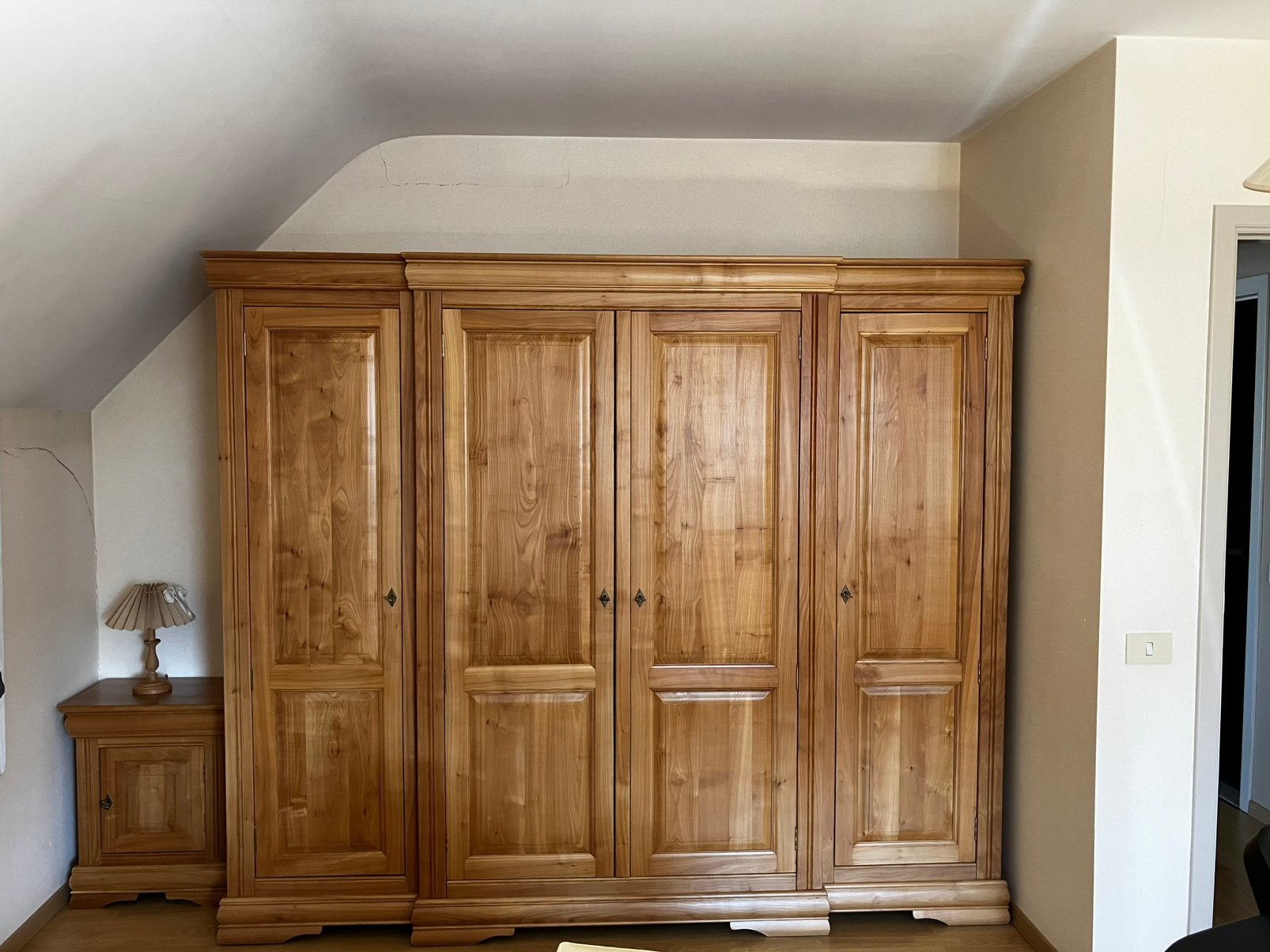 Slaapkamer in massieve kerselaar, Maison & Meubles, Chambre à coucher | Chambres à coucher complètes, Comme neuf, Deux personnes