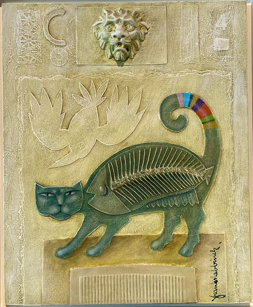 Schilderij + assemblage Frank Slabbinck, Antiek en Kunst, Ophalen