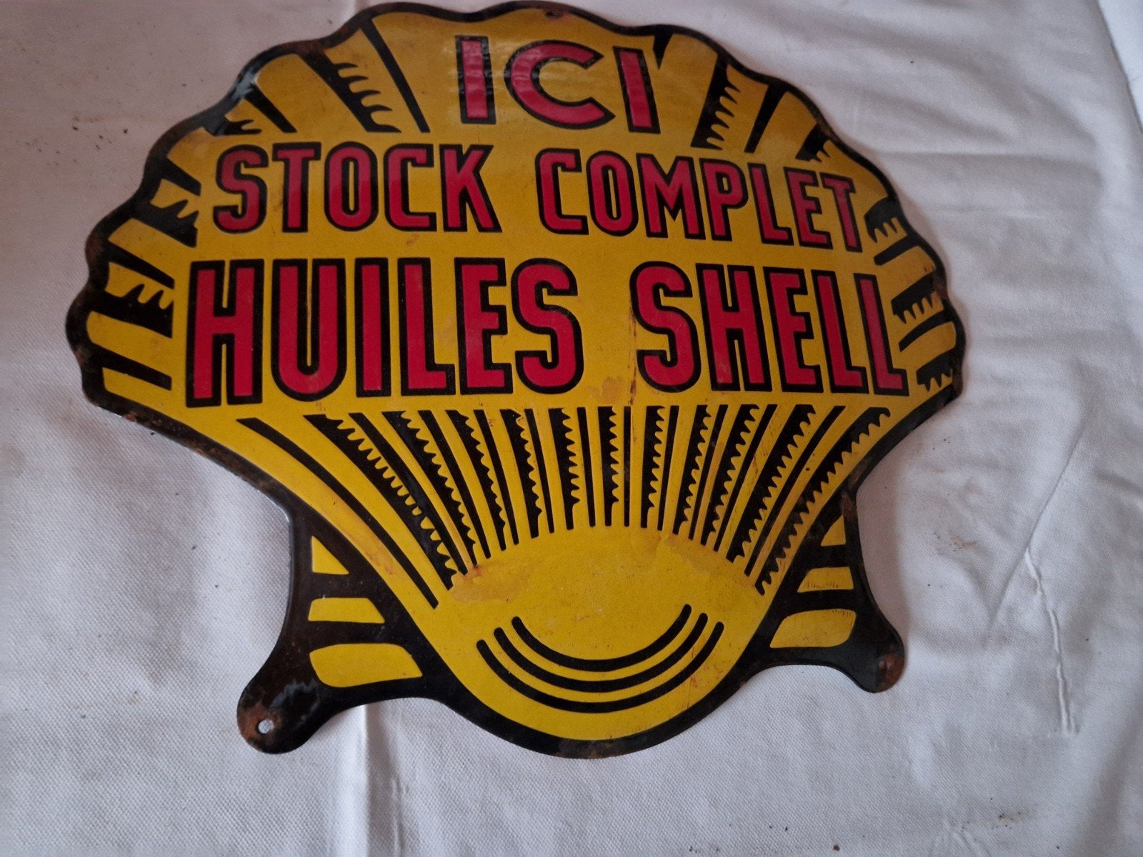 Emaille bord SHELL 50cm op 45cm, Collections, Enlèvement