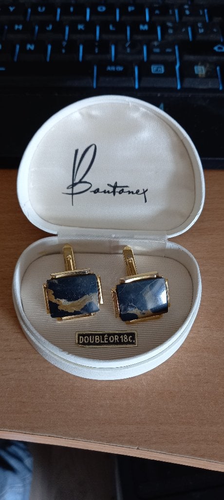 Boutons de manchette doublé or, Enlèvement ou Envoi, Comme neuf, Or, Doré