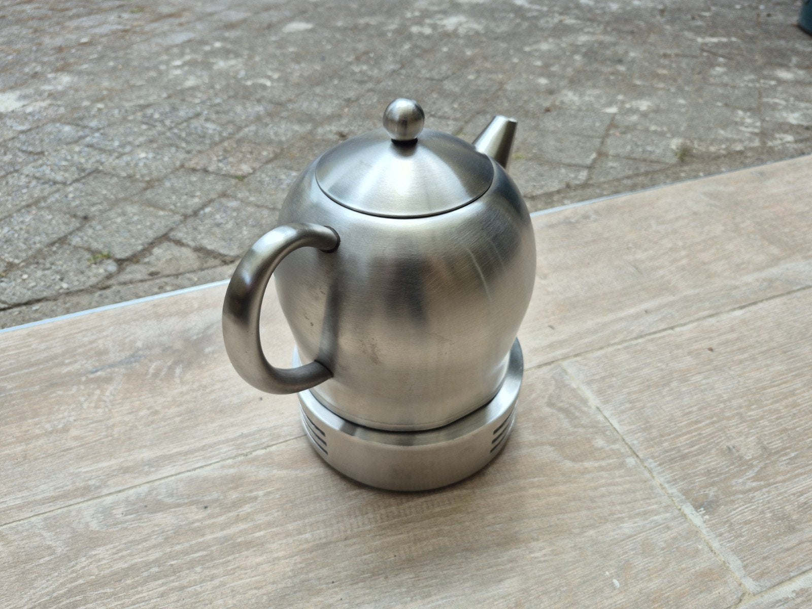 Théière avec bougie chauffe-plat, Enlèvement, Utilisé, Inox, Autres types