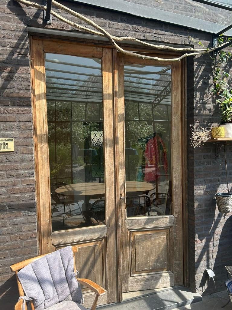 Antieke, decoratieve dubbele deur., Ophalen, Gebruikt, Binnendeur, Glas