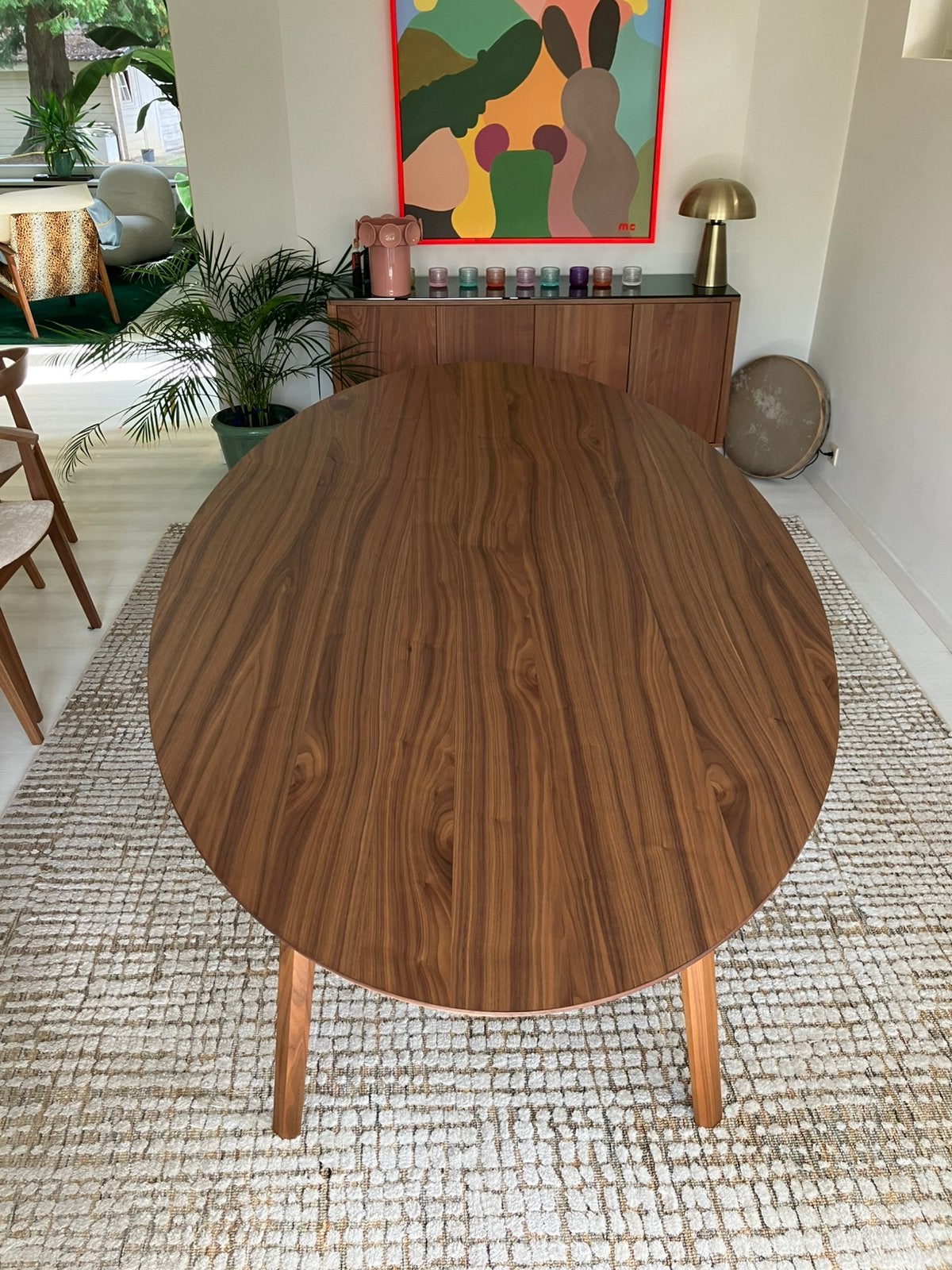 Eettafel notelaar fineer (retailprijs 2200€), Huis en Inrichting, Ophalen, 100 tot 150 cm, 200 cm of meer, Zo goed als nieuw