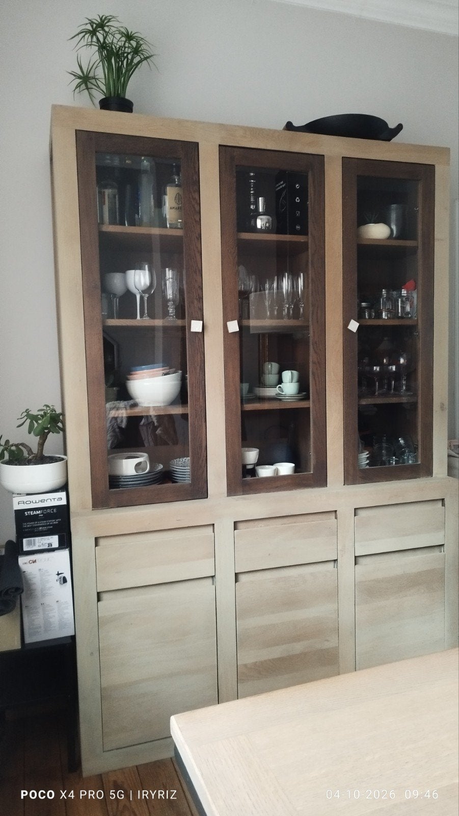 Strakke teak bibliotheek kast/ vitrinekast, Ophalen