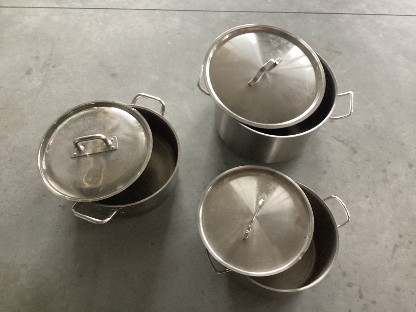 Lot de 3 grandes  casseroles en inox, Enlèvement, Utilisé, Inox