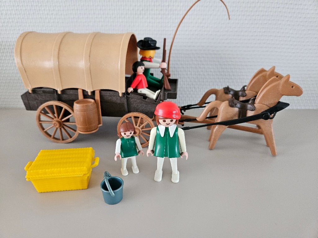 Playmobil vintage Huifkar met familie 3278, Enlèvement ou Envoi, Kit complet, Utilisé, Véhicule