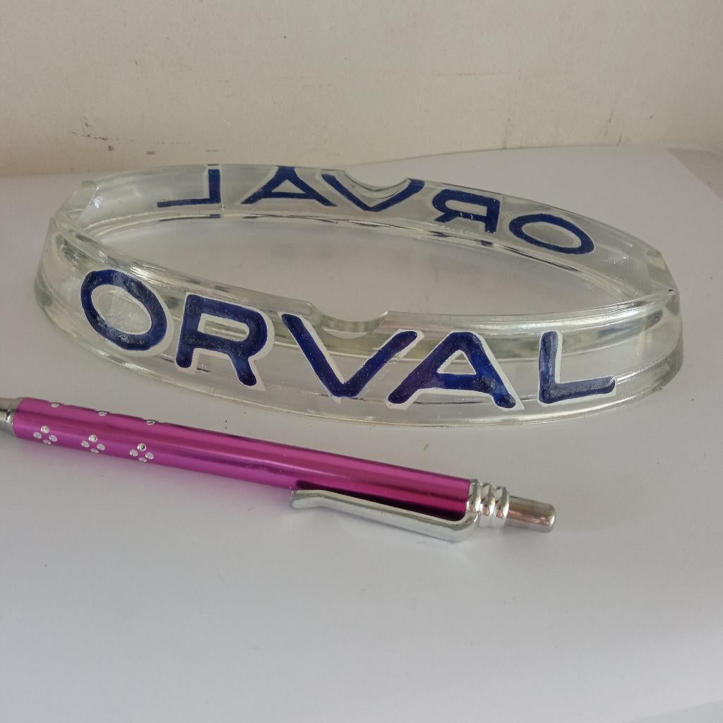 cendrier ORVAL émaillé, Enlèvement ou Envoi, Utilisé, Panneau, Plaque ou Plaquette publicitaire, Autres marques