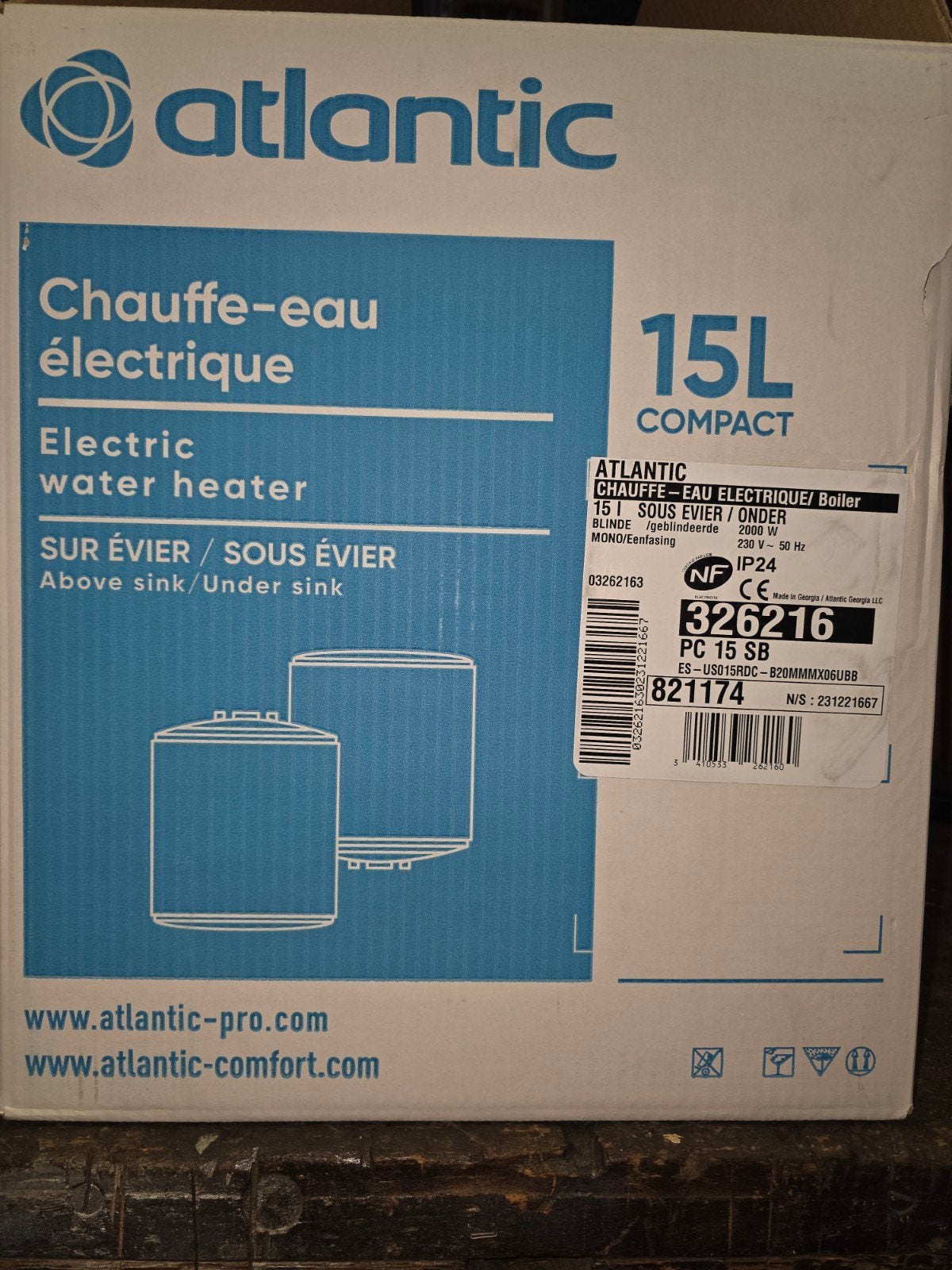boiler atlantic 15l sous-evier, Enlèvement, Boiler