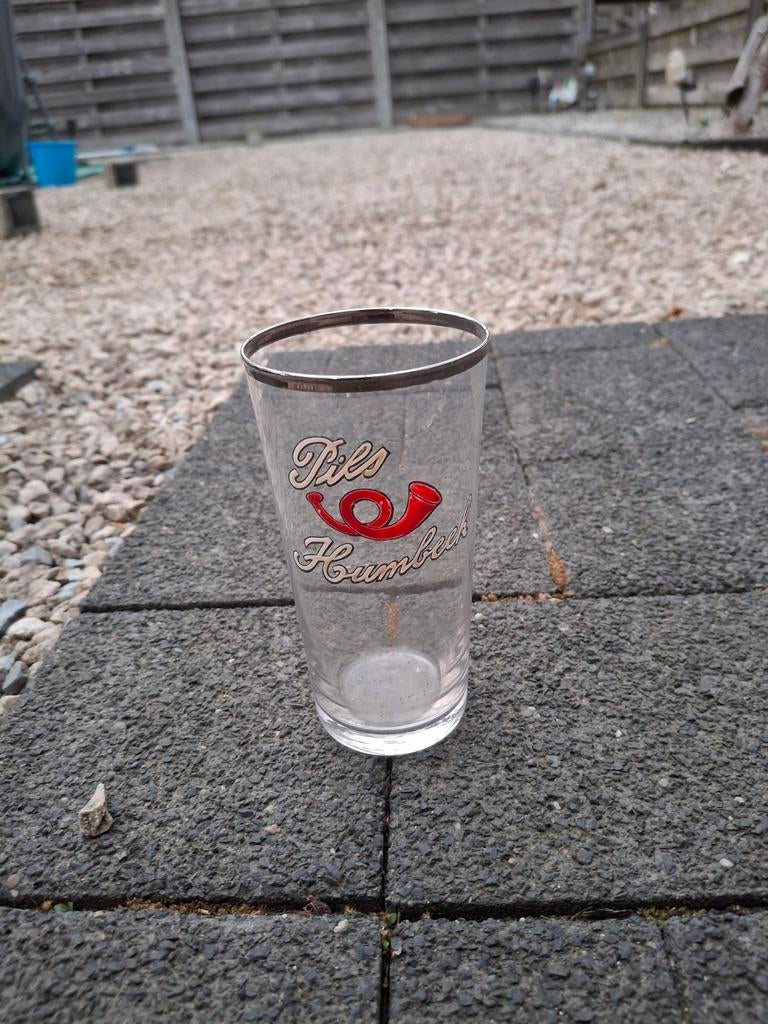Oud email bierglas pils humbeek, Verzamelen, Ophalen of Verzenden