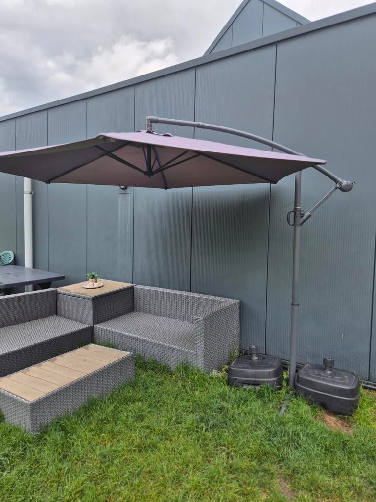 Zweefparasol 300 cm met 2 parasolvoeten, Ophalen, Zweefparasol, Verstelbaar
