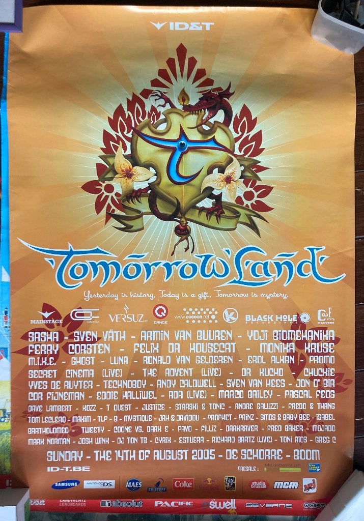 Affiche originale de Tomorrowland 2005 (première édition !), Enlèvement ou Envoi, Rectangulaire vertical, Comme neuf, Musique