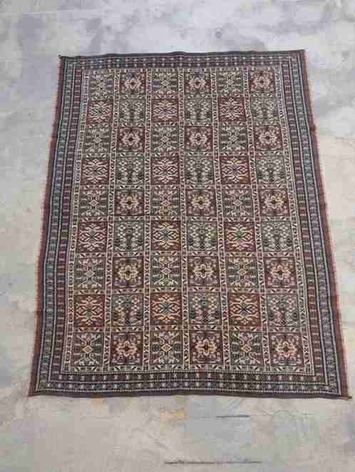 Foulard plaid woondeken Azteken bruin groen 155/120 cm, Ophalen of Verzenden, Gebruikt