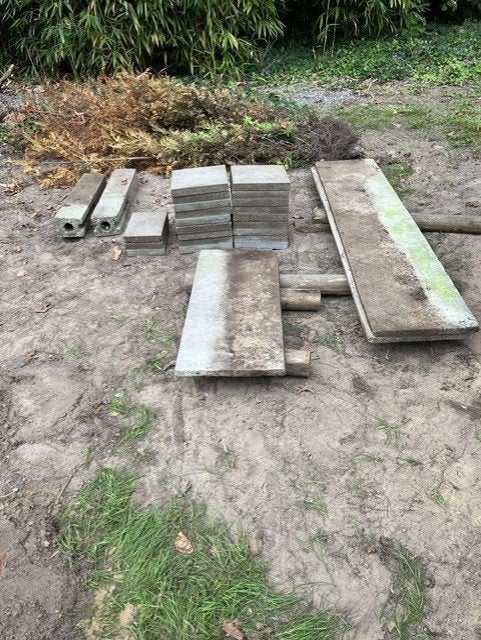 gratis betontegels, platen en palen, Enlèvement, Utilisé