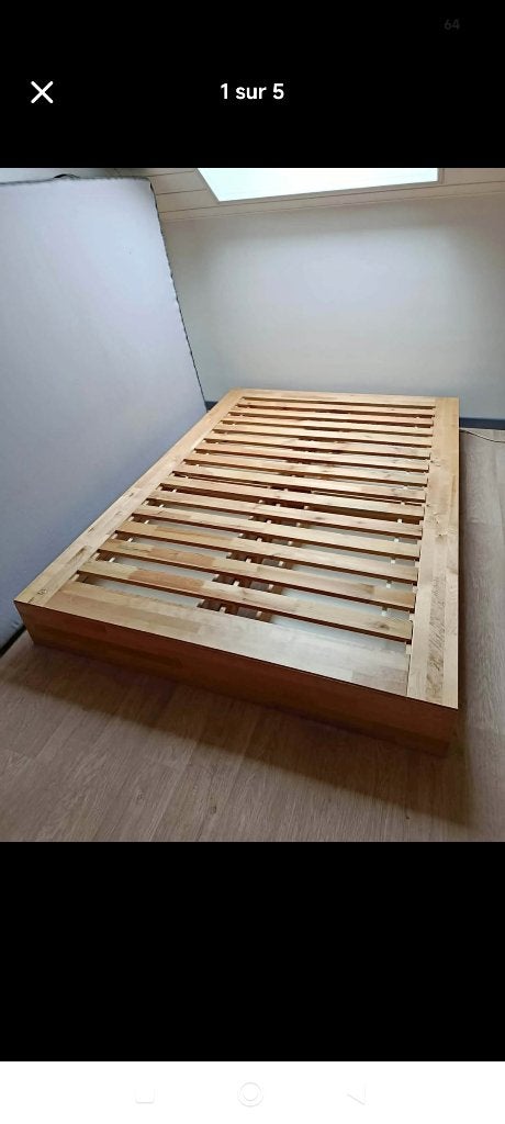 Lit IKEA avec rangements 140x200, Beige, 140 cm, Enlèvement, Utilisé