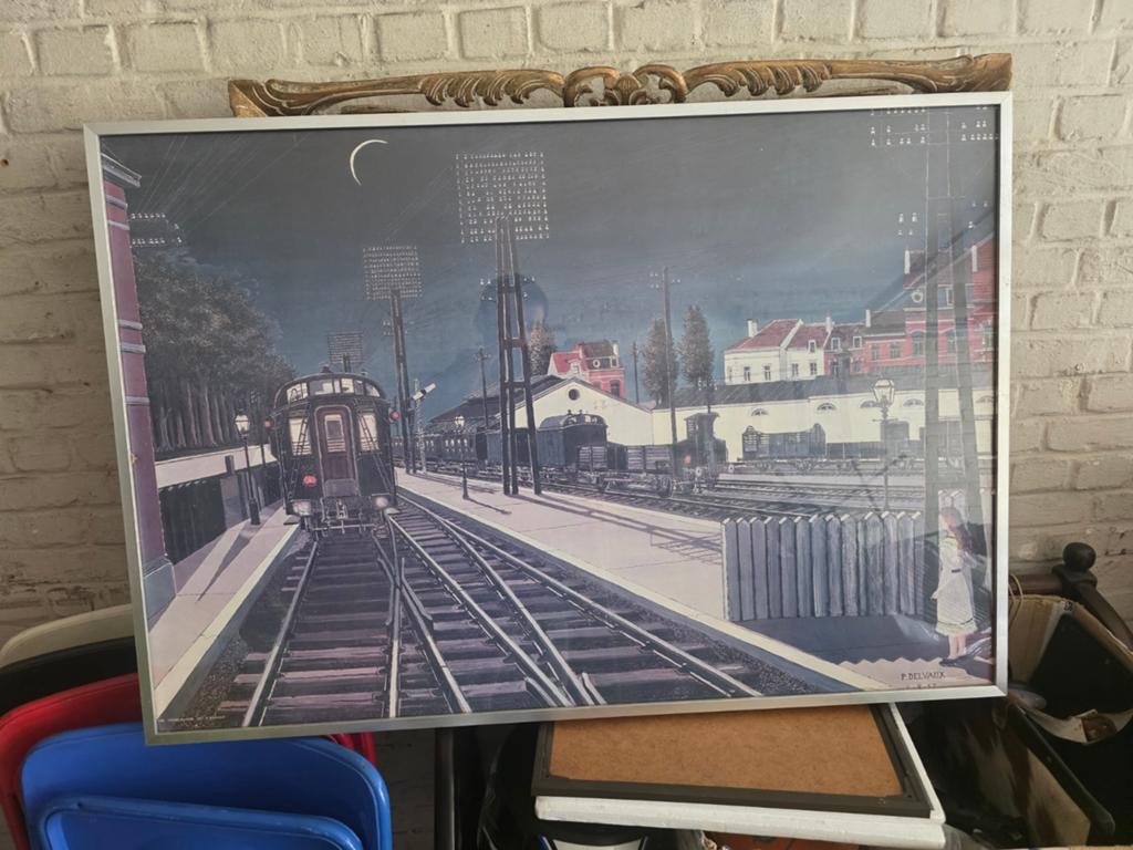 Tableau vintage Paul Delvaux (1977), encadrement d'époque Sc, Antiquités & Art, Enlèvement