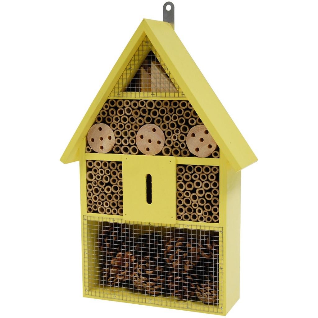 Houten Insect Hotel Lichtgeel, Dieren en Toebehoren, Pluimvee | Toebehoren, Nieuw, Kippenhok of Kippenren, Ophalen of Verzenden