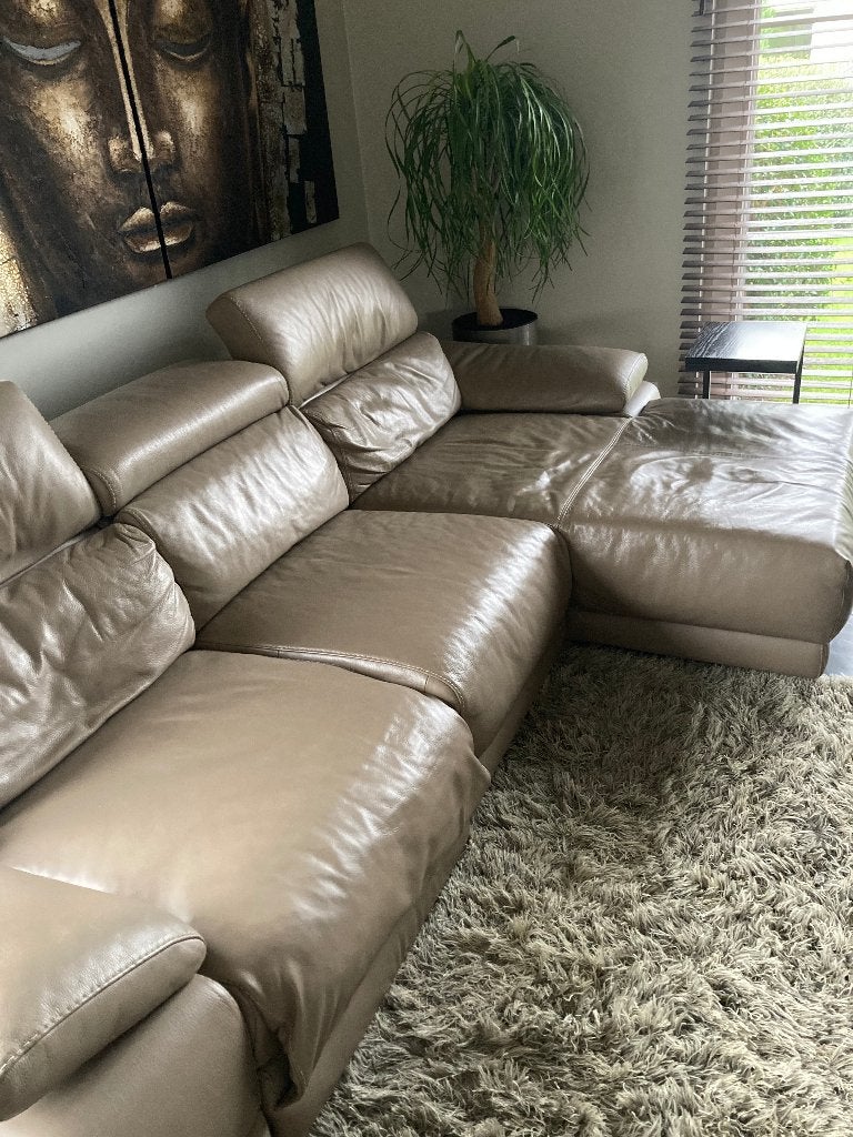 zetel met longchair, 250 à 300 cm, Enlèvement, Utilisé, Cuir