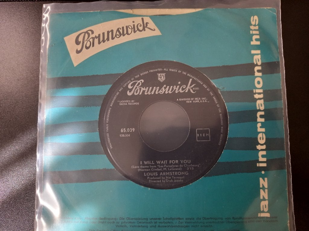 Louis Armstrong ‎– I Will Wait For You '7 Popcorn, 7 inch, Comme neuf, Housse de protection extérieure, Autres types