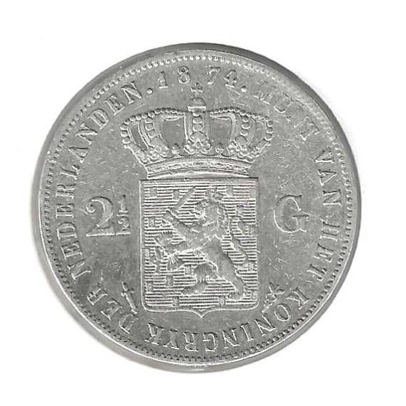 Nederland, 2 1/2 Gulden 1874., Enlèvement ou Envoi, Monnaie en vrac, 2½ florins, Argent