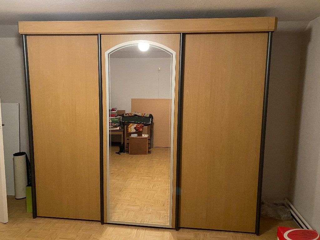 Kleerkast met schuifdeuren en spiegel, 200 cm ou plus, Utilisé, 200 cm ou plus, 50 à 75 cm