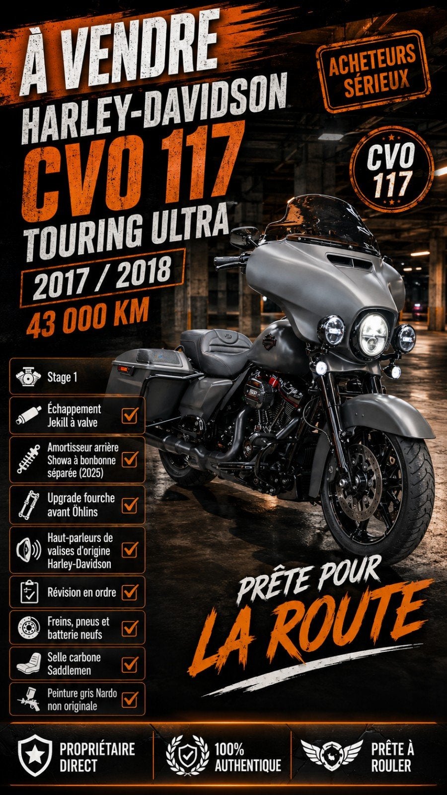 Harley Davidson CVO Touring Ultra Limited uit 2018, 2 cilinders, Chopper, Gebruikt, Particulier