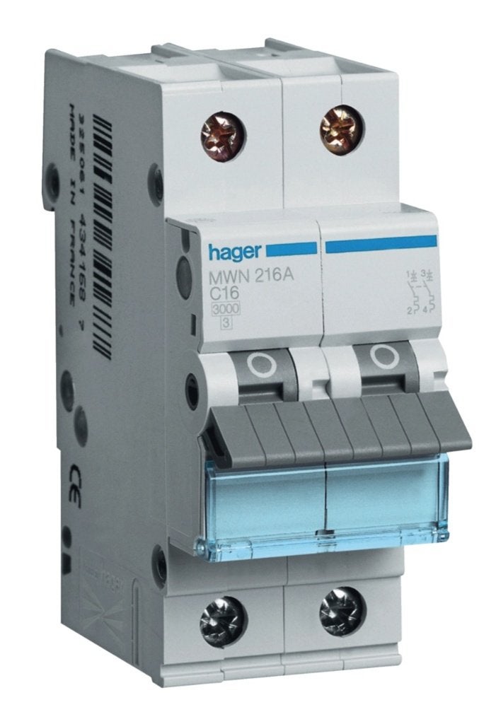 Hager automaat zekering 2P 16A of 20A type C, Doe-het-zelf en Bouw, Ophalen of Verzenden, Zo goed als nieuw, Overige typen