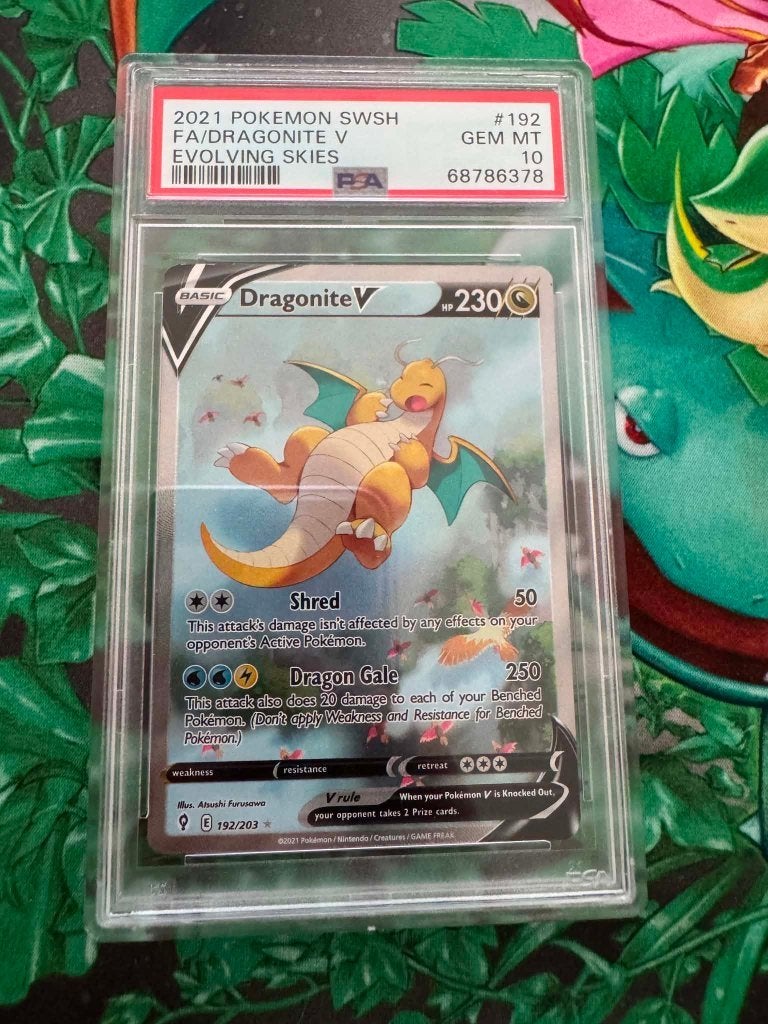 Dragonite V Alt Art - Evolving Skies #192 - psa 10, Ophalen of Verzenden, Nieuw, Losse kaart
