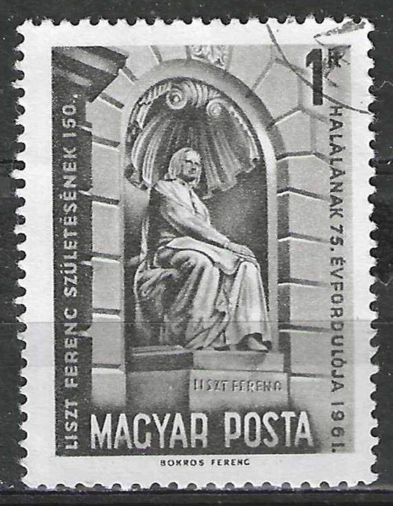 Hongarije 1961 - Yvert 1467 - Standbeeld Franz Liszt  (ST), Postzegels en Munten, Verzenden, Gestempeld