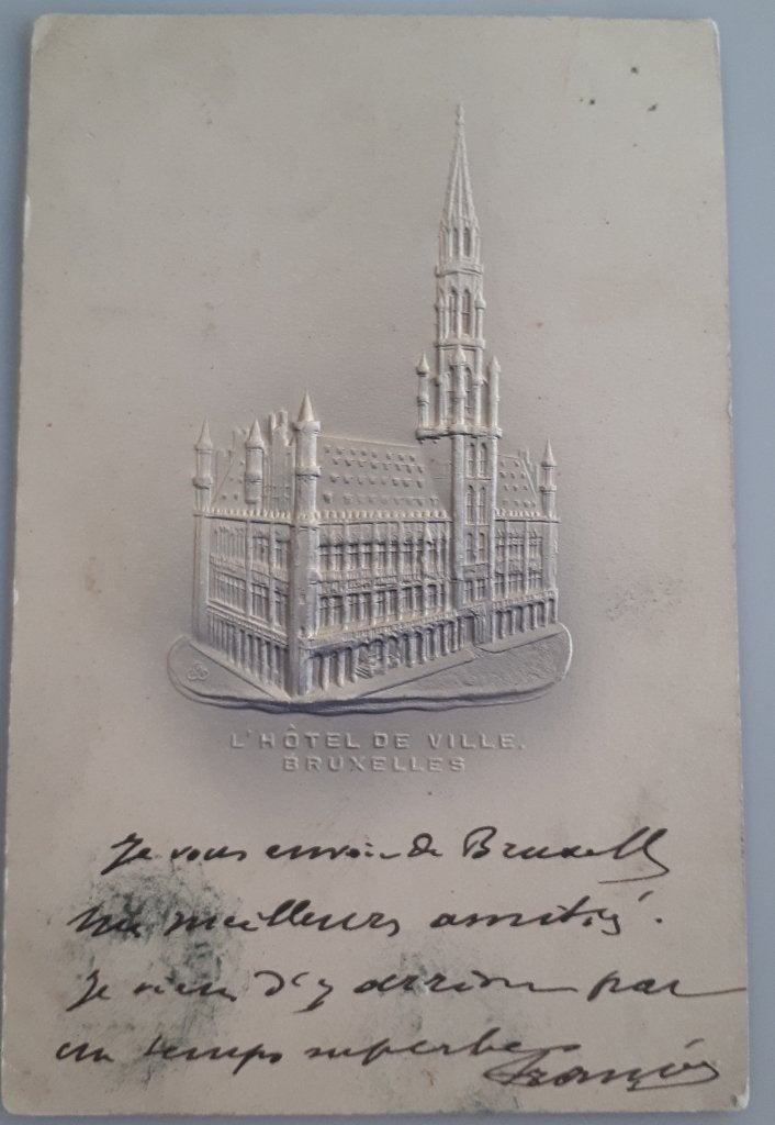 Bruxelles: Rare PC HÔTEL DE VILLE 1903 estampé/relief Ref B6, Enlèvement ou Envoi, Avant 1920, Affranchie, Bruxelles (Capitale)