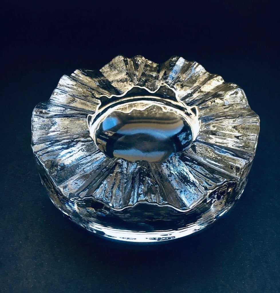 MCM Ice Glass Vide Poche Bowl by Pukeberg, Sweden 1970's, Enlèvement ou Envoi