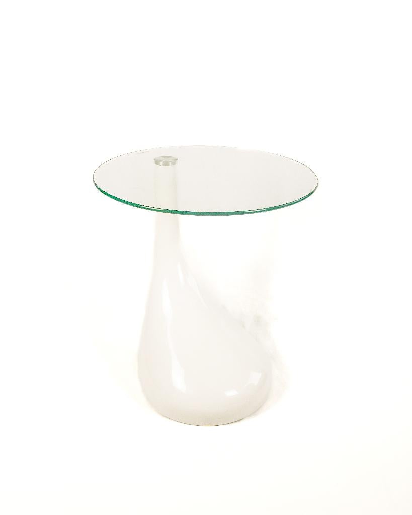 Wit Space Age Bijzettafeltje, Rond, 55 tot 75 cm, Ophalen, 45 tot 60 cm