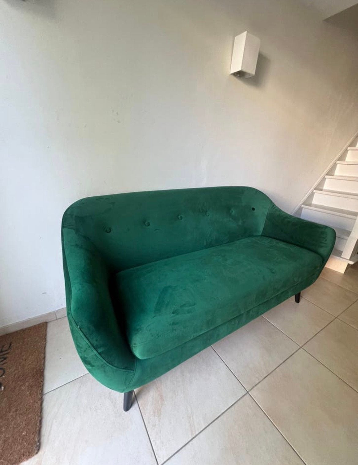 Groene velours zitbank, 75 à 100 cm, 150 à 200 cm, Comme neuf, Enlèvement