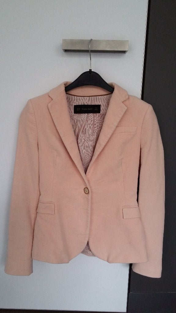 Roze fluwelen blazer maat XS van ZARA, Kleding | Dames, Zara, Ophalen of Verzenden, Zo goed als nieuw, Jasje