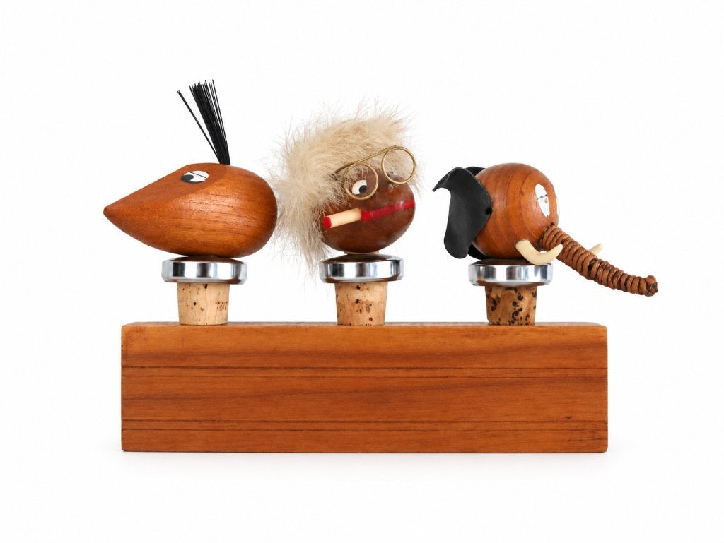 Vintage deens TEAK BOLLING BOJESEN Cork Wine Bottle Stoppers, Ophalen of Verzenden