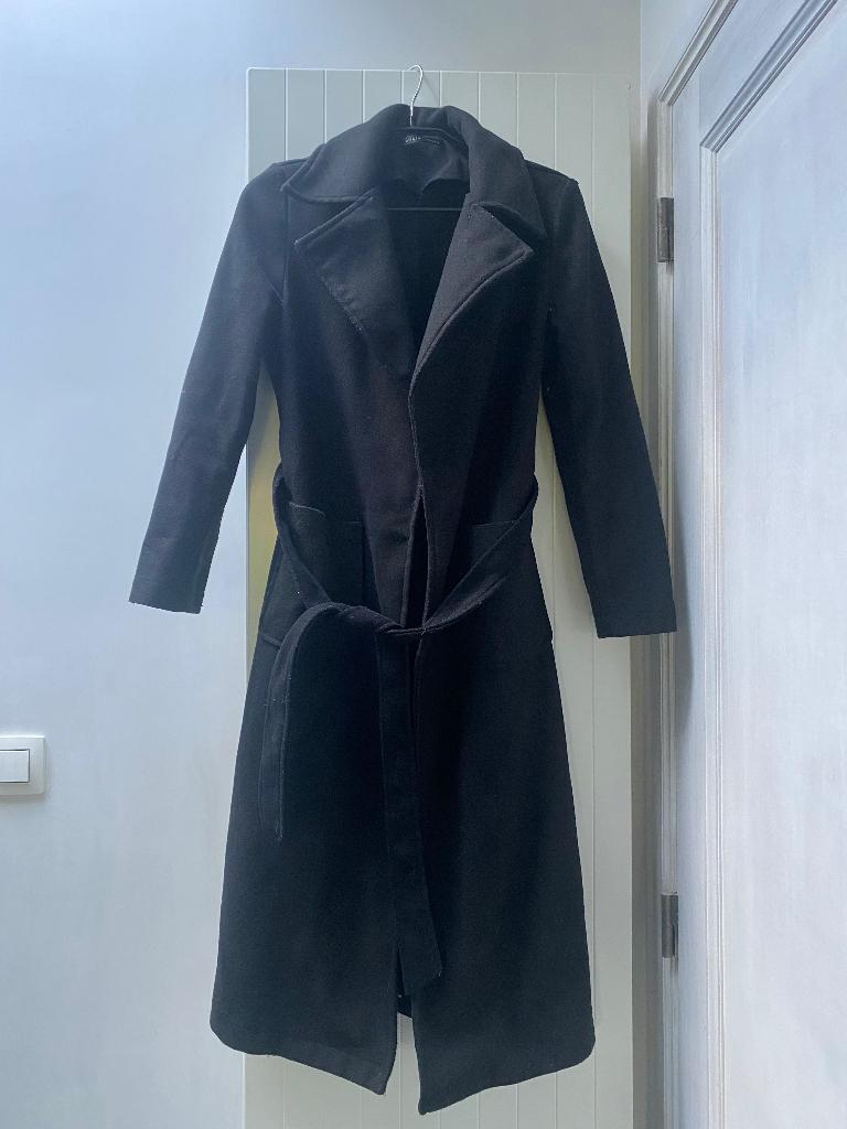 Lange zwarte jas, shein, Kleding | Dames, Jassen | Zomer, Zwart, Ophalen of Verzenden, Maat 36 (S), Gedragen