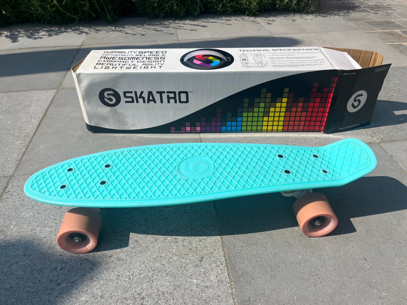 Skatro en pennyboard cyan, Sports & Fitness, Enlèvement, Utilisé, Autres types, Longboard