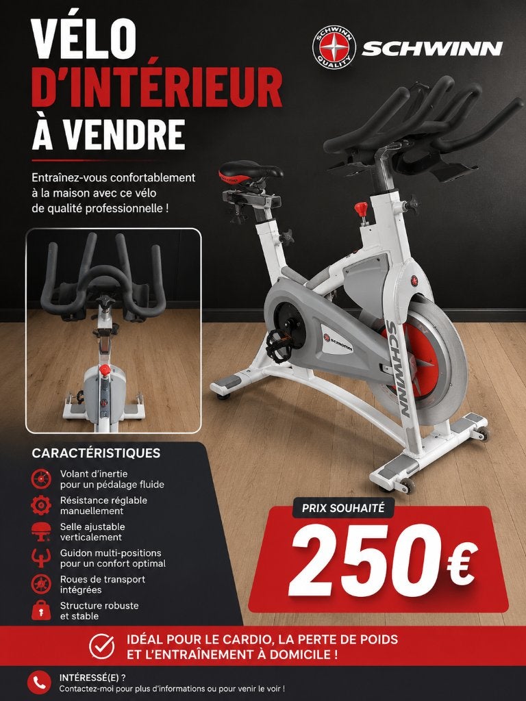 Velo d intérieur spinning, Enlèvement, Comme neuf, Métal, Vélo de spinning