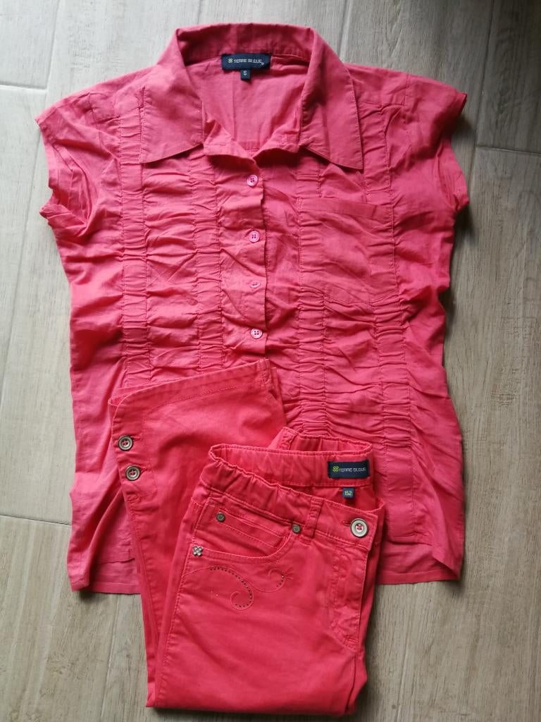 Zomerset (kniebroek + bloesje) - Terre Bleue - maat 152, Enlèvement ou Envoi, Ensemble, Comme neuf, Terre bleue
